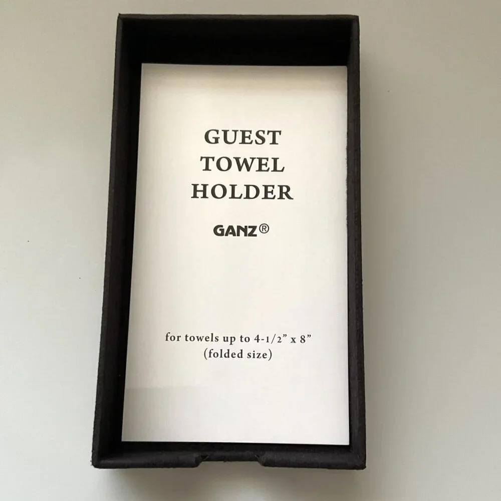 NWT Ganz Flocked Velvet-Like Guest Towel Holder – Black Bathroom Vanity Tray